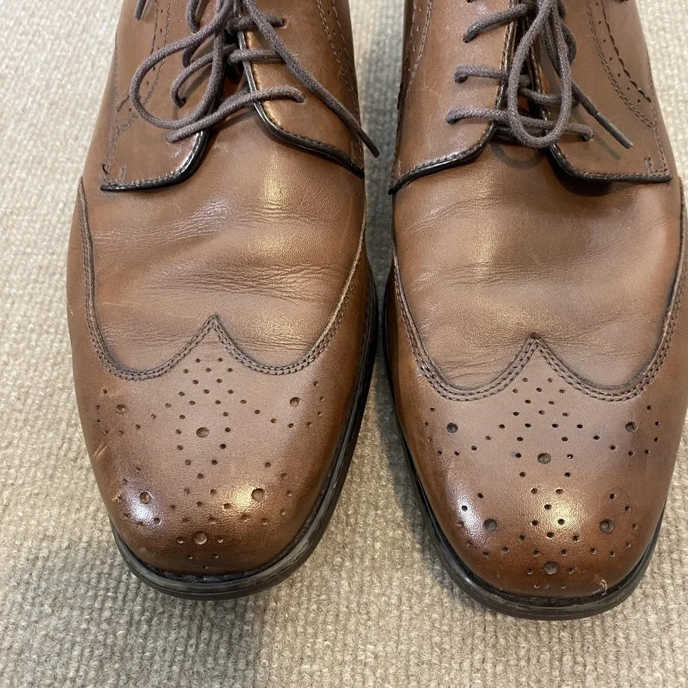 Johnston & Murphy Shoes‎ Mens Size 12 M Brown Leather Wingtip Derby Dress XC4